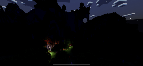 Ночь в овраге на фоне гор